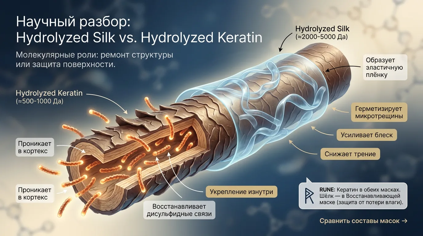 Hydrolyzed Silk vs Hydrolyzed Keratin: молекулярные роли