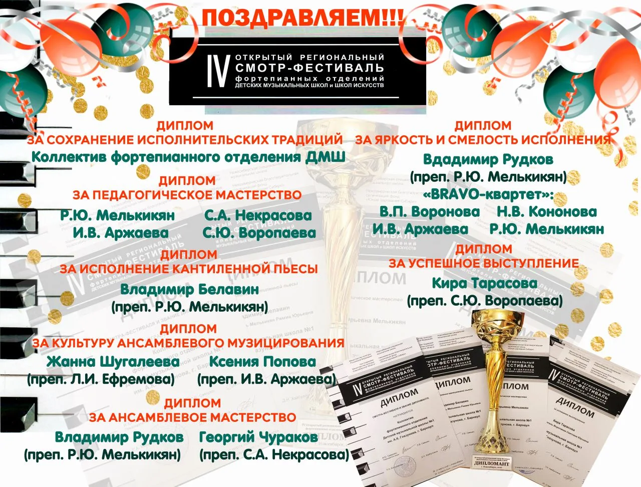 🏆Поздравляем фортепианное отделение с успешным участием в региональном смотре-фестивал...