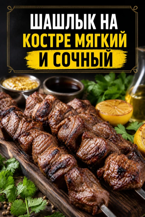 ШАШЛЫК НА КОСТРЕ МЯГКИЙ И СОЧНЫЙ
