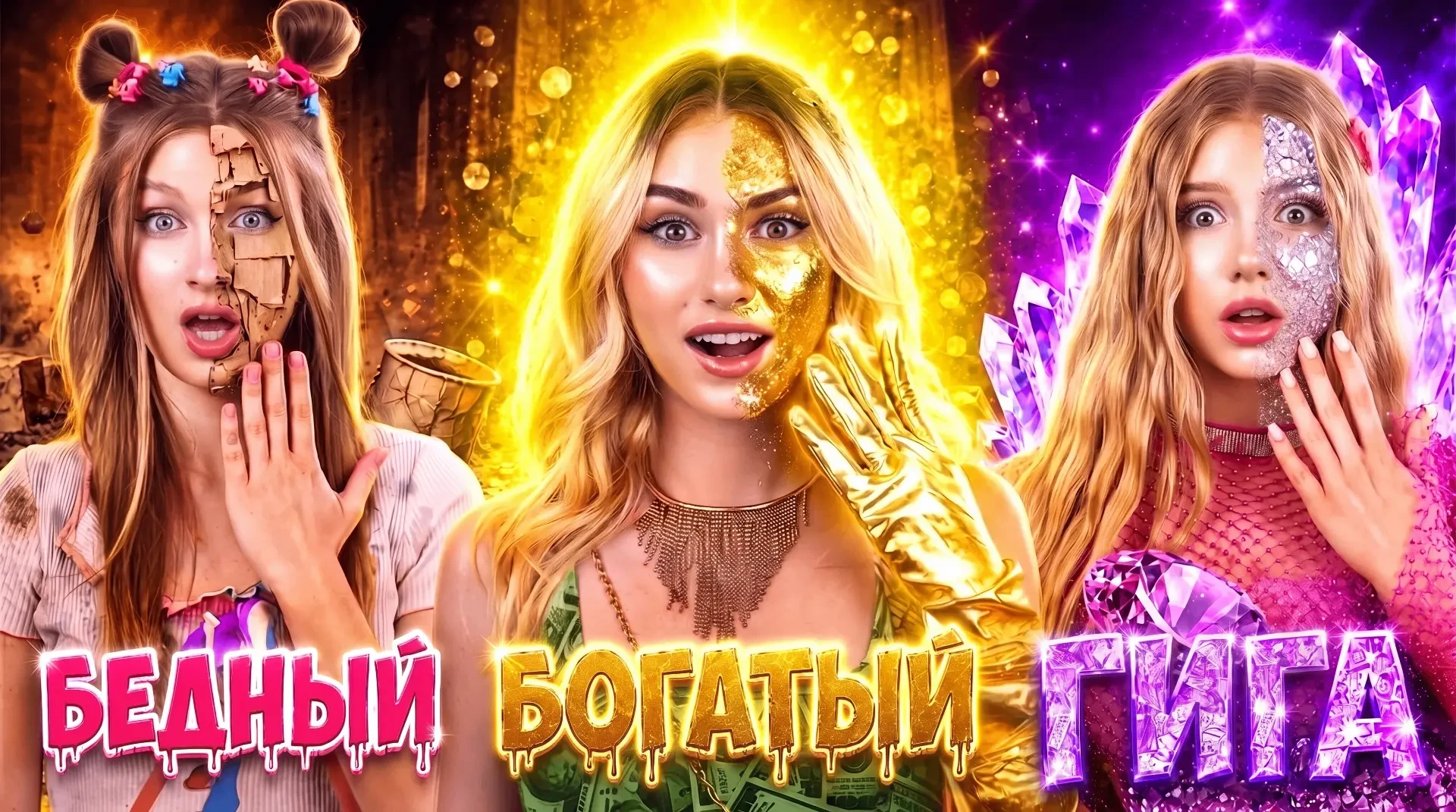 Бедная vs Богатая vs Гига Богатая Тройняшка! Три Сестры в Семье Блондинок