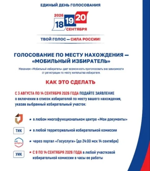Голосование на удобном избирательном участке возможно через механизм «Мобильный избират...