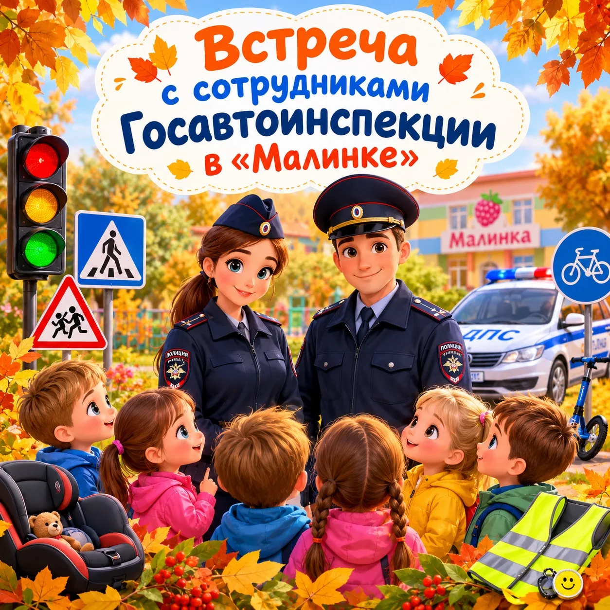 🚦 Встреча с сотрудниками Госавтоинспекции в нашем детском саду! 🚲✨