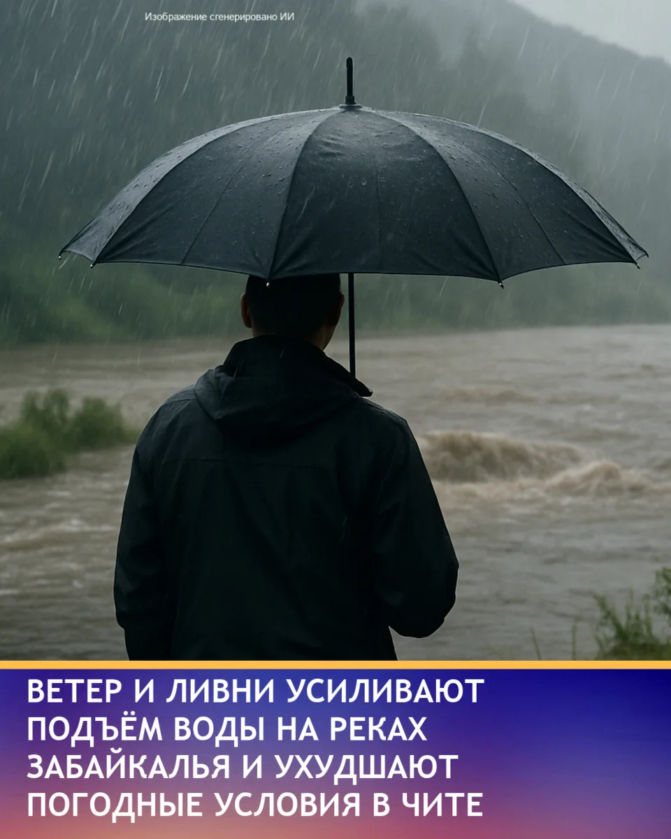 В Забайкальском крае сохраняется дождливая погода с грозами и ливнями. В Чите ветер северо-восточный