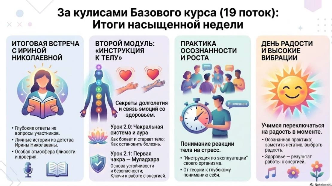 Итоги первого модуля, секреты тела и День Радости ✨

Неделя выдалась насыщенной: закрыли первый моду