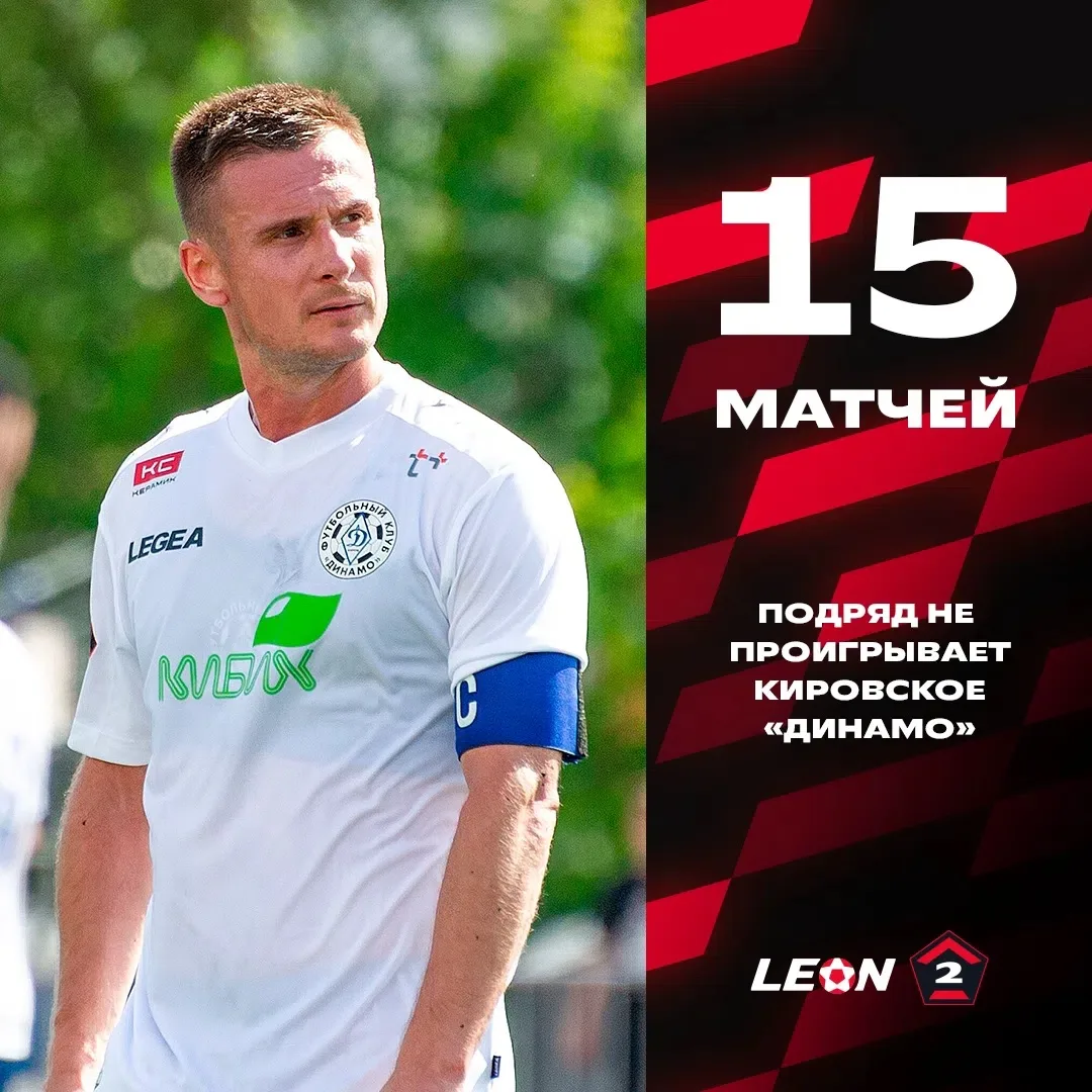 Кировское «Динамо» не проигрывает в LEON-Второй Лиге А с апреля 🤯 
 
Беспроигрышная серия команды с