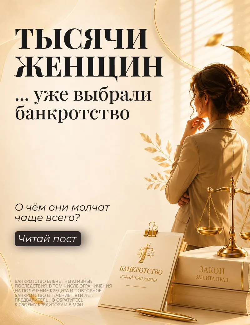 🤫Тысячи женщин уже выбрали банкротство. О чём они молчат чаще всего?

Сегодня к нам всё чаще обраща