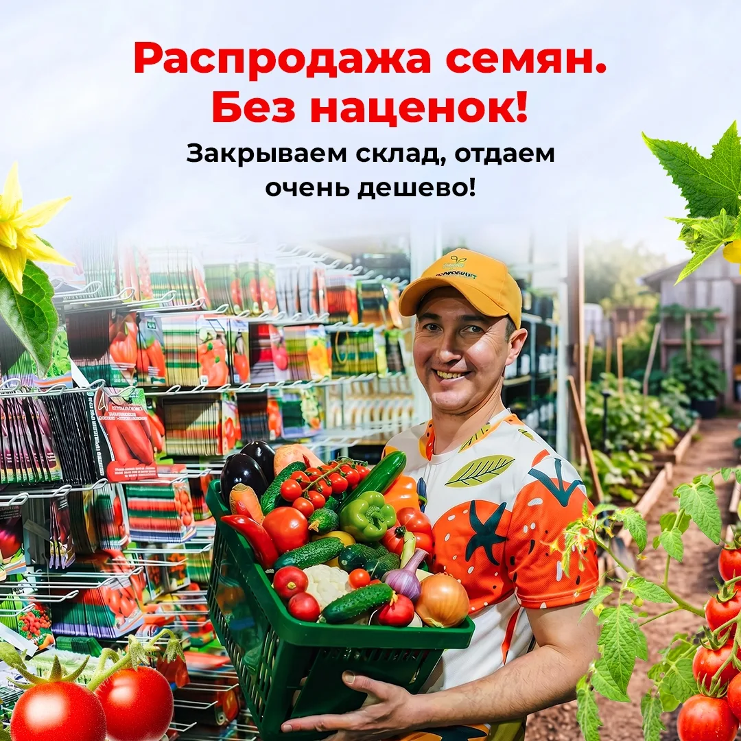 Ликвидируем склад! Цены от 4 рублей на семена, удобрения и товары для сада