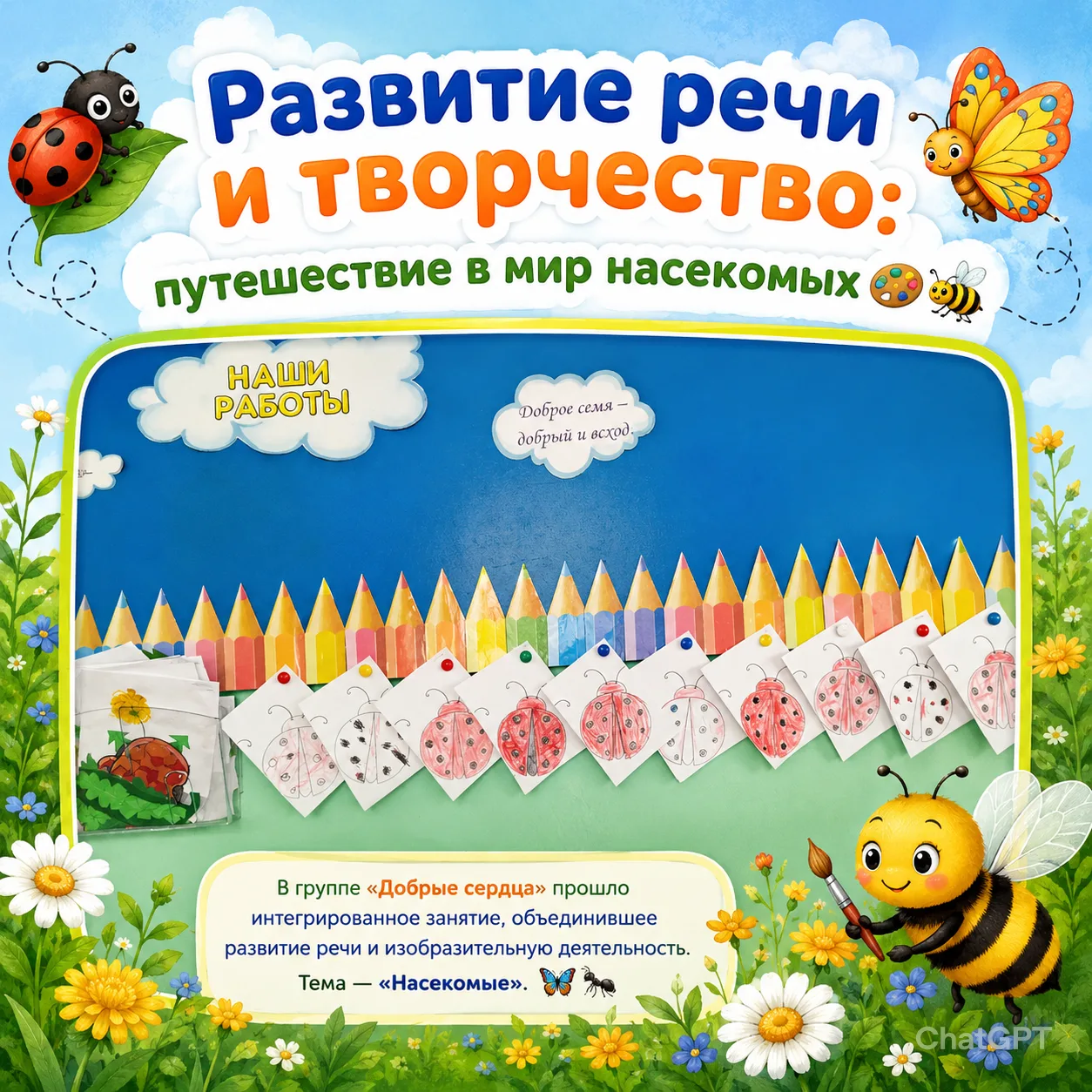 🐞 Развитие речи и творчество: путешествие в мир насекомых 🎨🐝