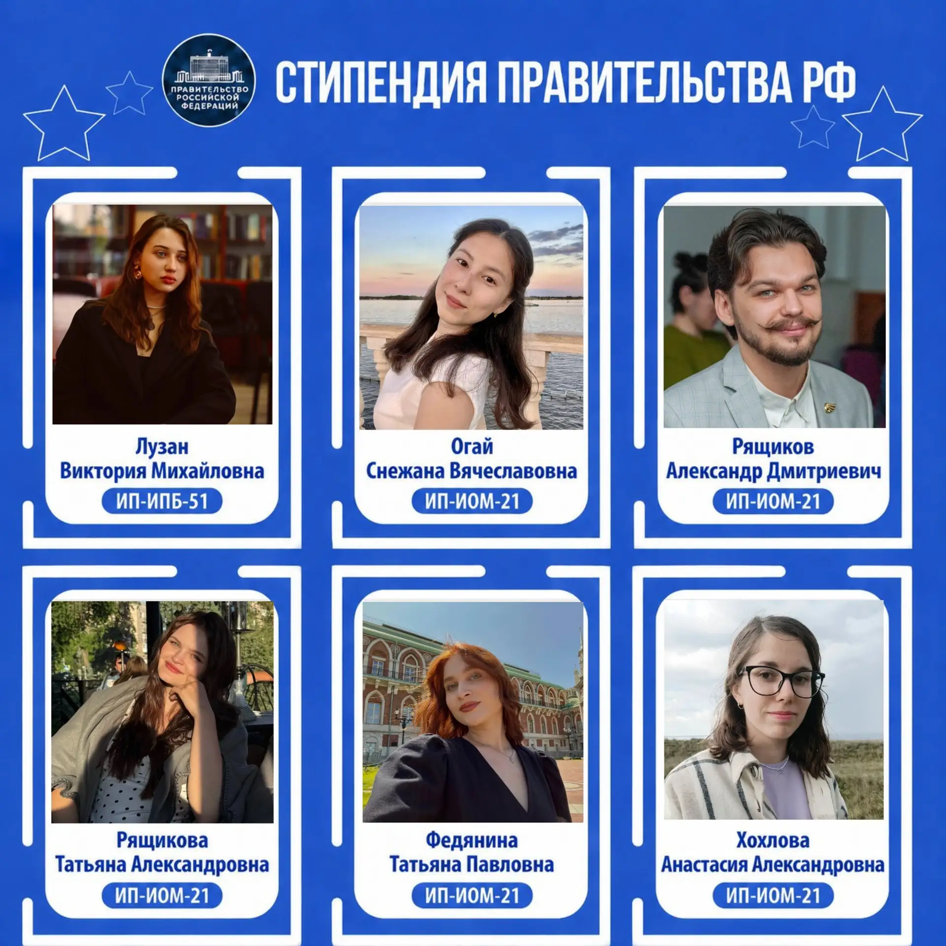 🏆 Студенты ИИПО - получатели стипендии Правительства РФ