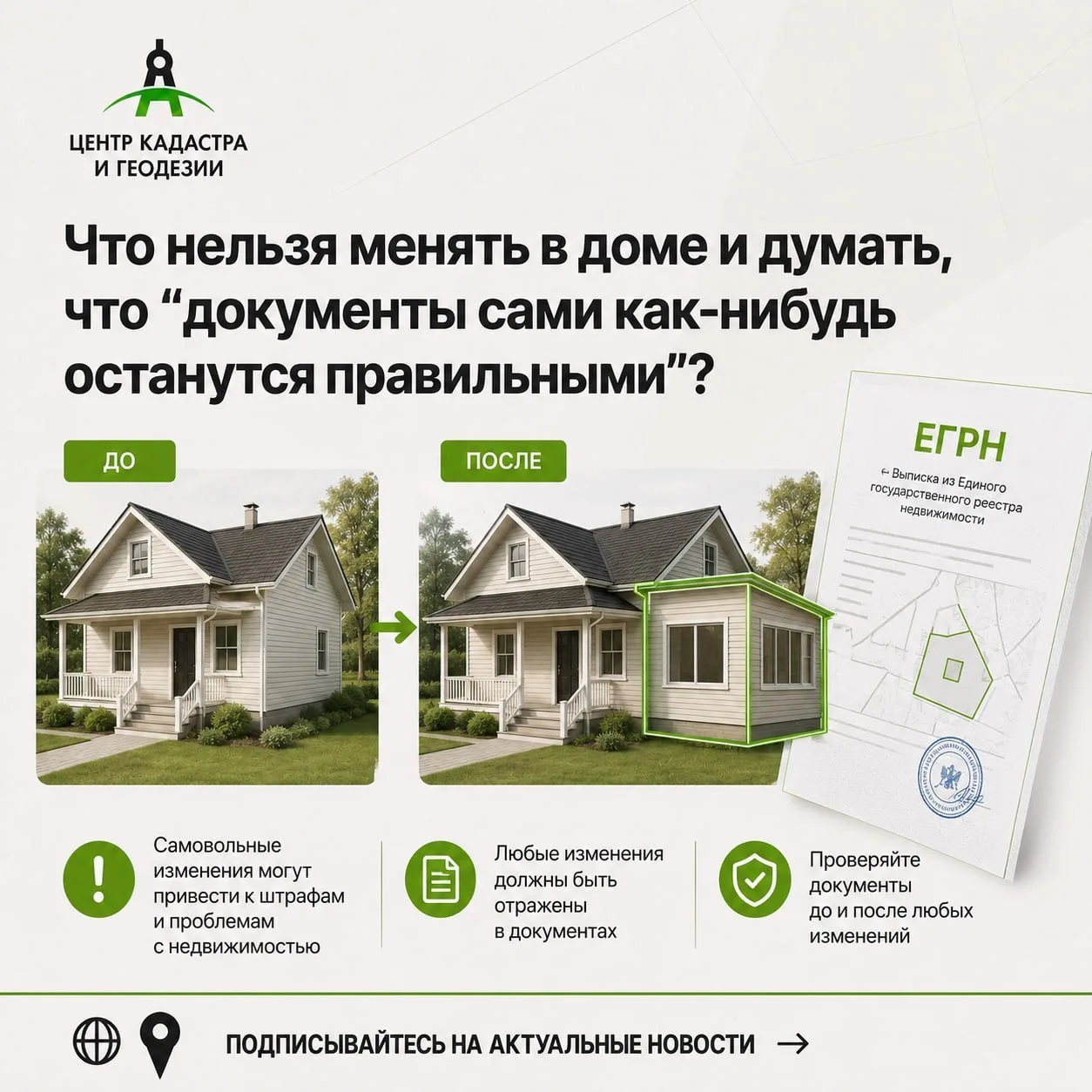 Что нельзя менять в доме и думать, что “документы сами как-нибудь останутся правильными”?

Если дом 