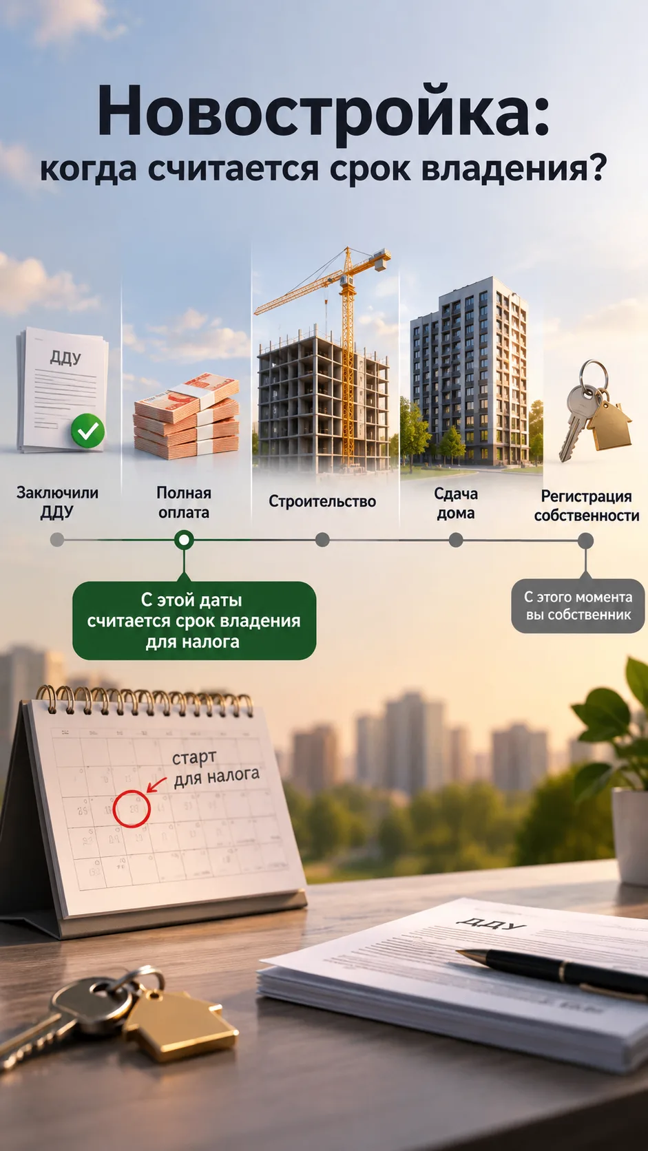 🏠 Купили квартиру в новостройке. С какой даты считается срок владения?