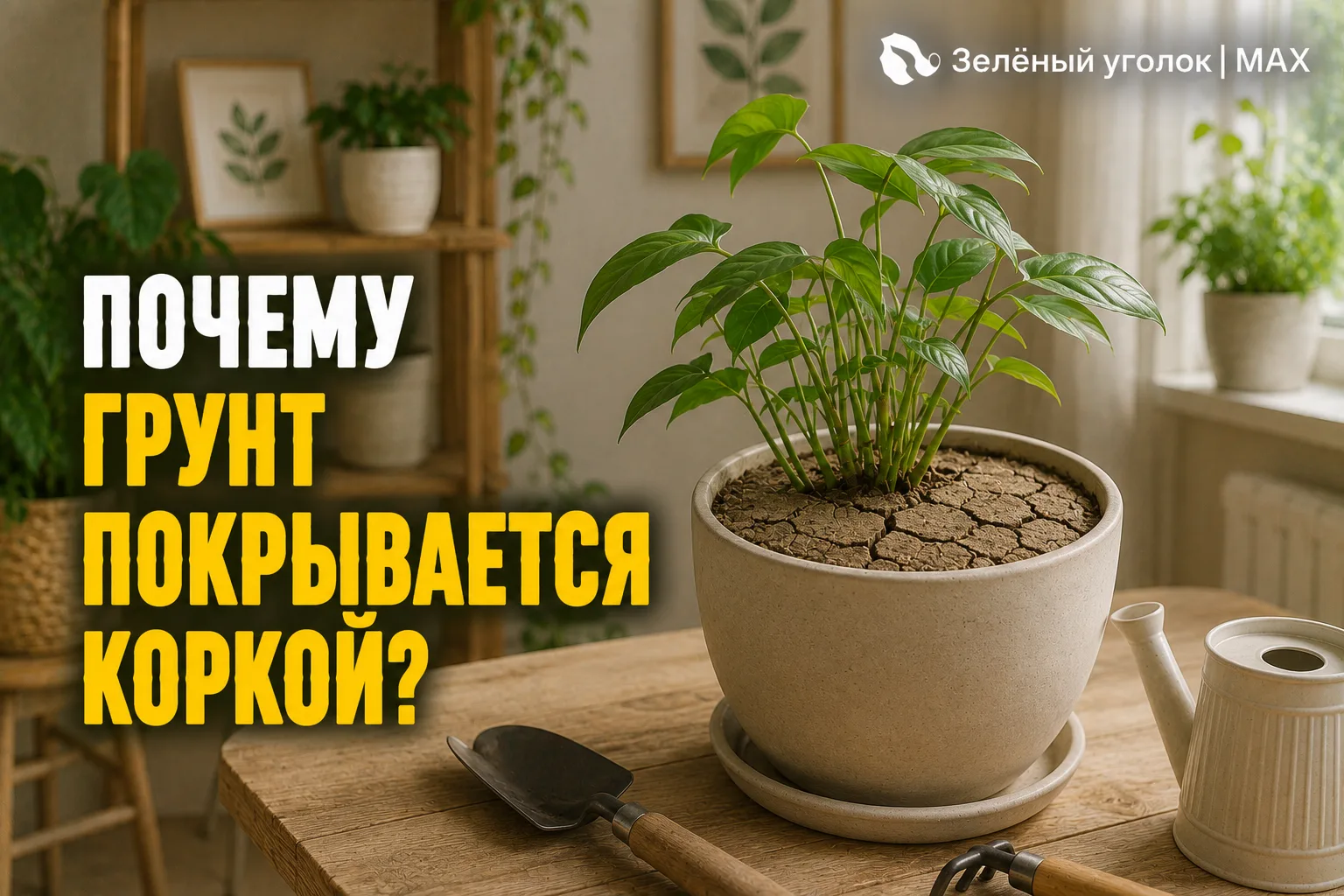🌿 ПОЧЕМУ ГРУНТ ПОКРЫВАЕТСЯ КОРКОЙ?

Верхний слой пересыхает.

И постепенно уплотняется.

Воздуху ст