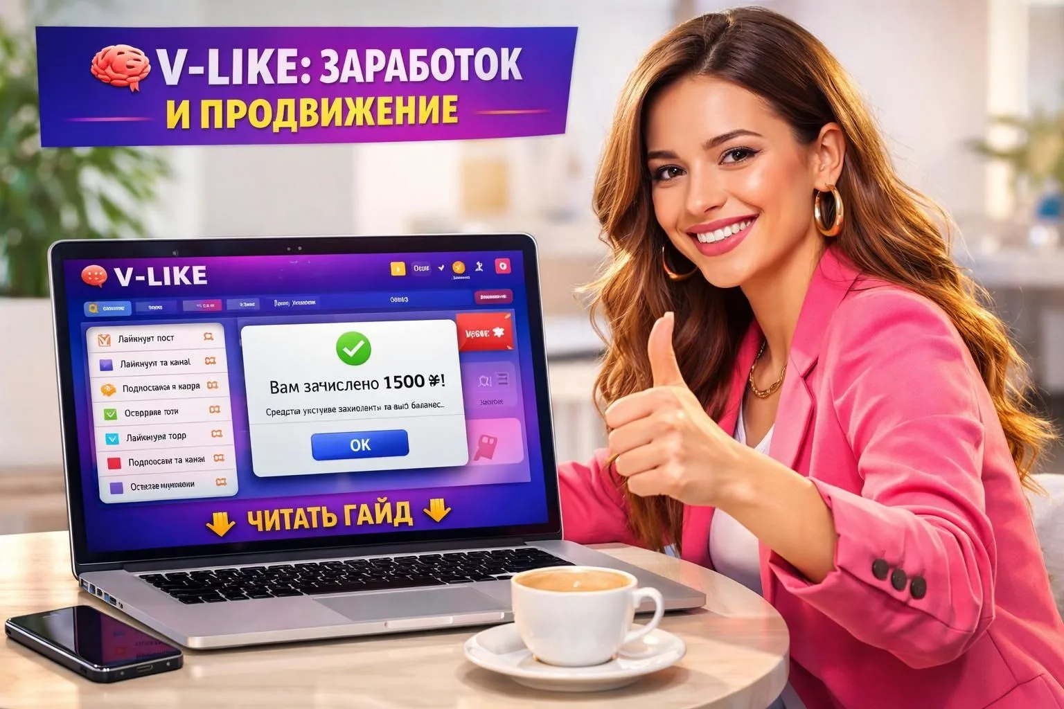🧠 V-LIKE: ЗАРАБОТОК И ПРОДВИЖЕНИЕ В СОЦСЕТЯХ