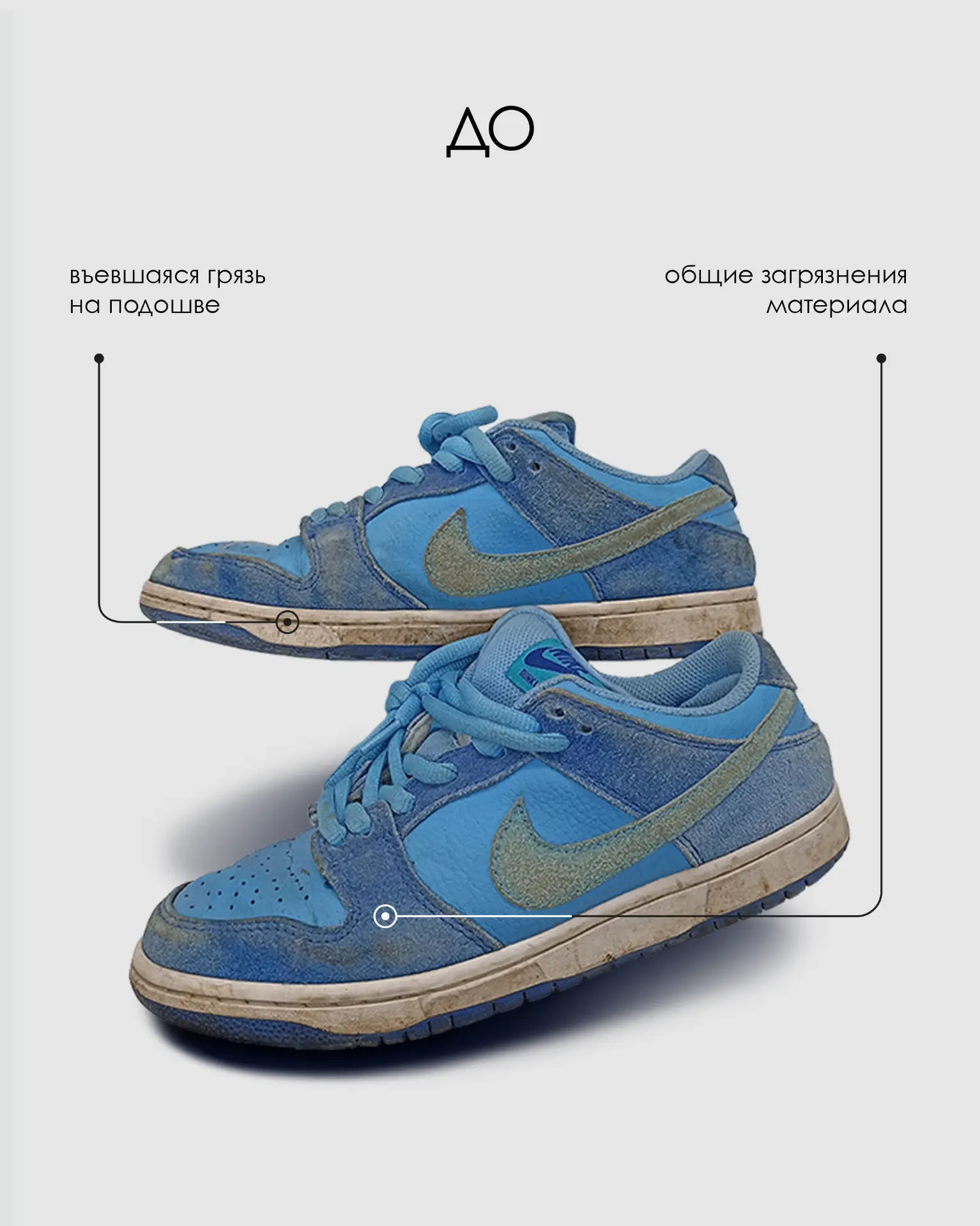Эти Nike Dunk мы не красили, а просто вернули им их настоящий цвет. Чистка убрала налёт...
