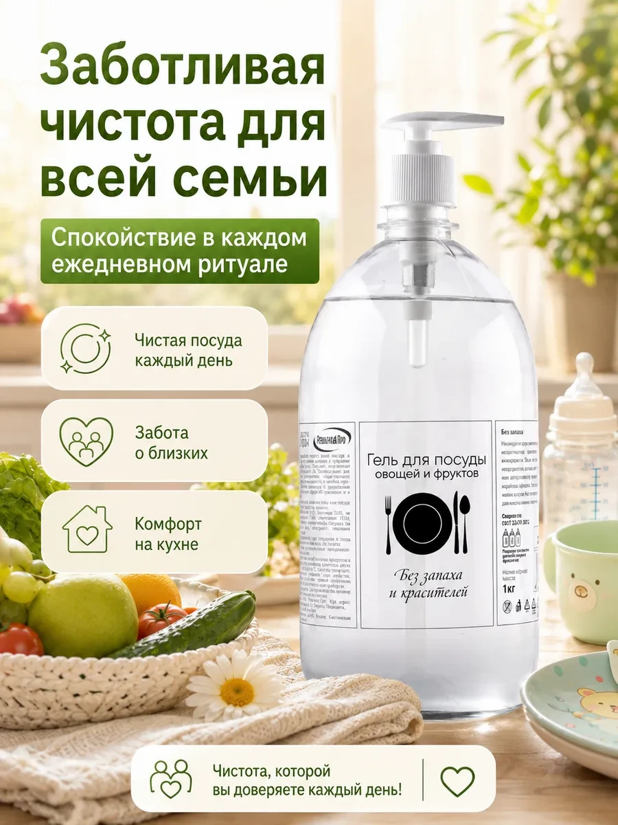 ⚡️ Средство для мытья посуды 1 л бесцветное, Результат.Про