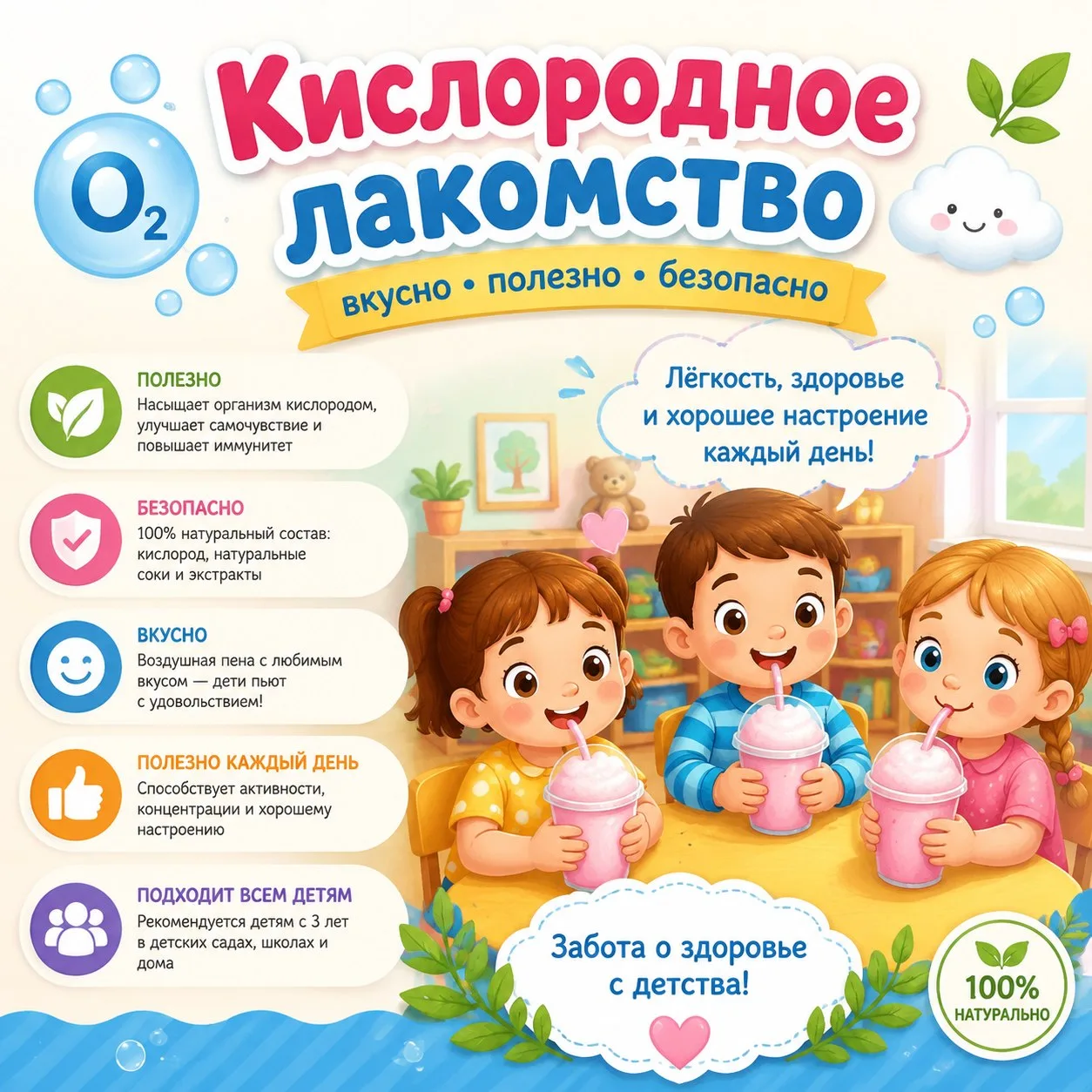 🌬️ Лакомство, которое лечит: почему наши малыши обожают кислородный коктейль!