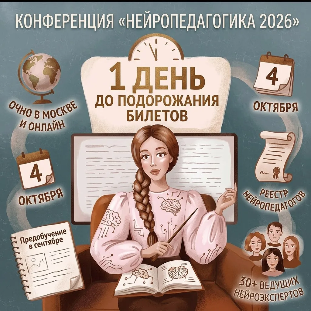 ❤️‍🔥Завтра билеты на конференцию «Нейропедагогика 2026 г.» подорожают!