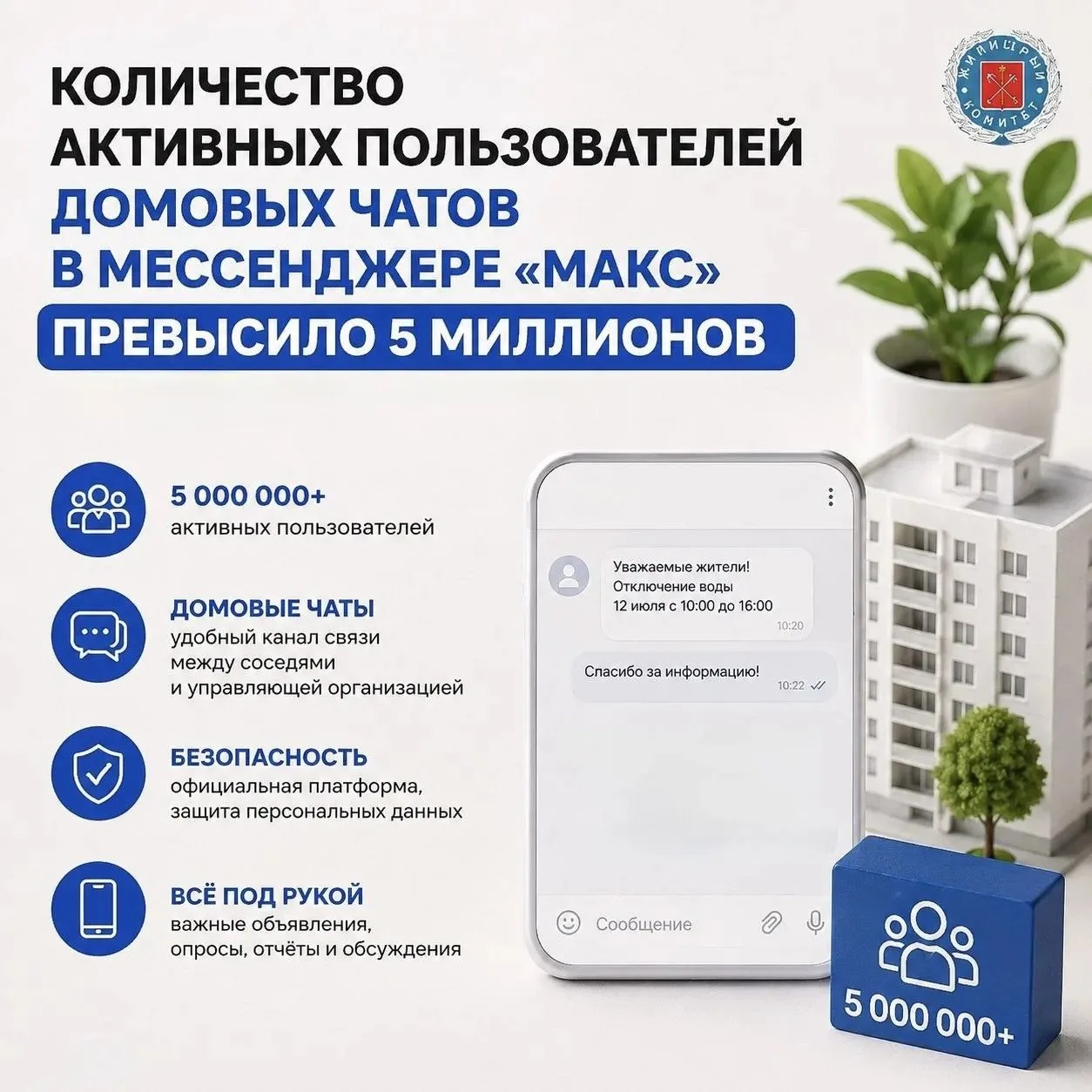 Количество активных пользователей домовых чатов в мессенджере "Макс" превысило 5 миллио...