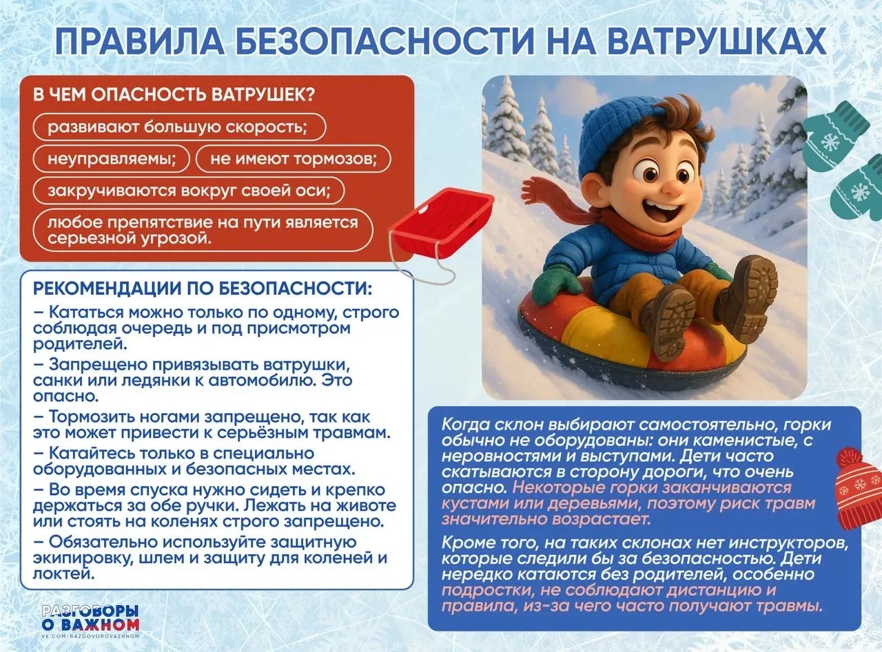 Правила безопасности на ватрушках ❄️