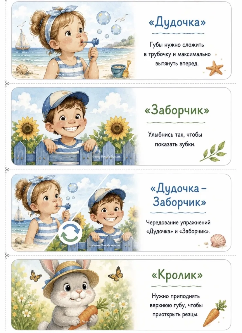 ☀️ Летняя артикуляционная гимнастика для красивой речи! ☀️
✅Чтобы звуки появлялись легко и правильно