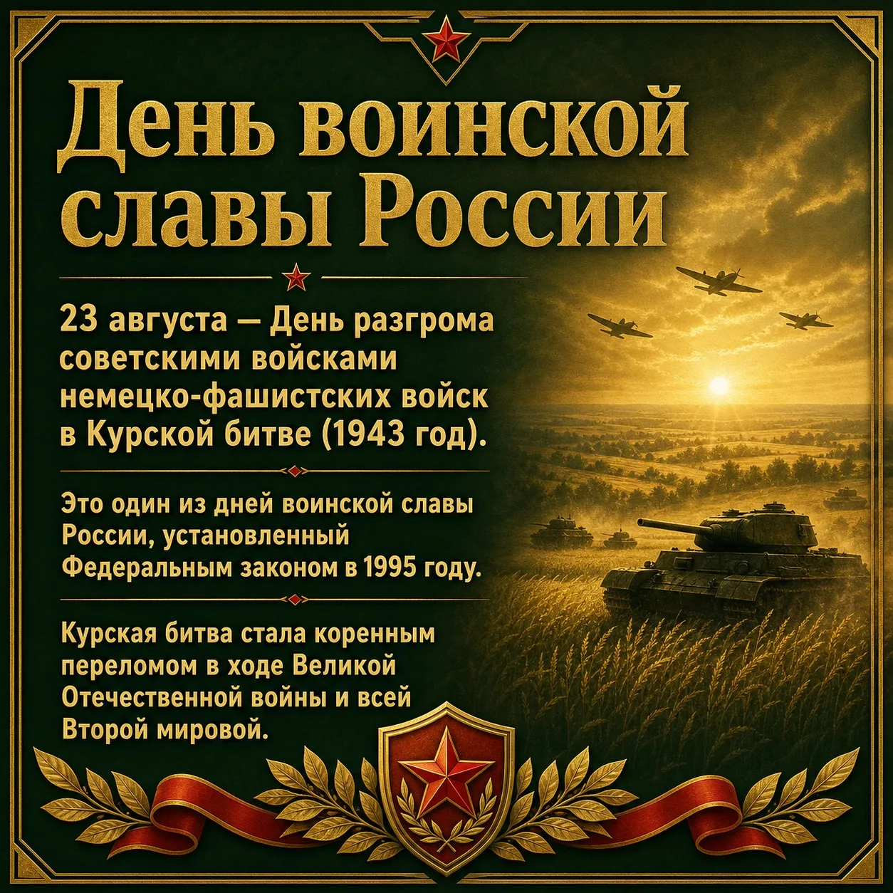 23 августа — День воинской славы России 🇷🇺