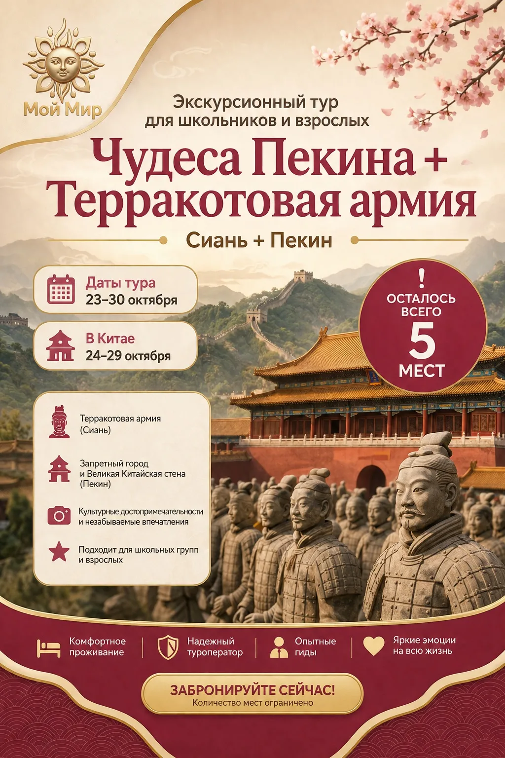 🇨🇳МЕЧТАЕТЕ О КИТАЕ? ОСТАЛОСЬ ВСЕГО 5 МЕСТ❗️
Друзья, это не просто поездка. Это шанс оказаться в уд