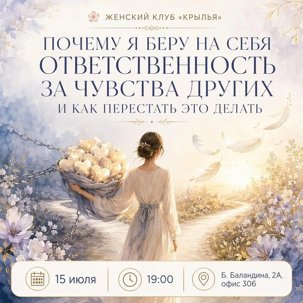 🌸 Уже завтра — встреча женского клуба «Крылья»!

📅15 июля
🕖19:00

Тема встречи:
«Почему я беру на