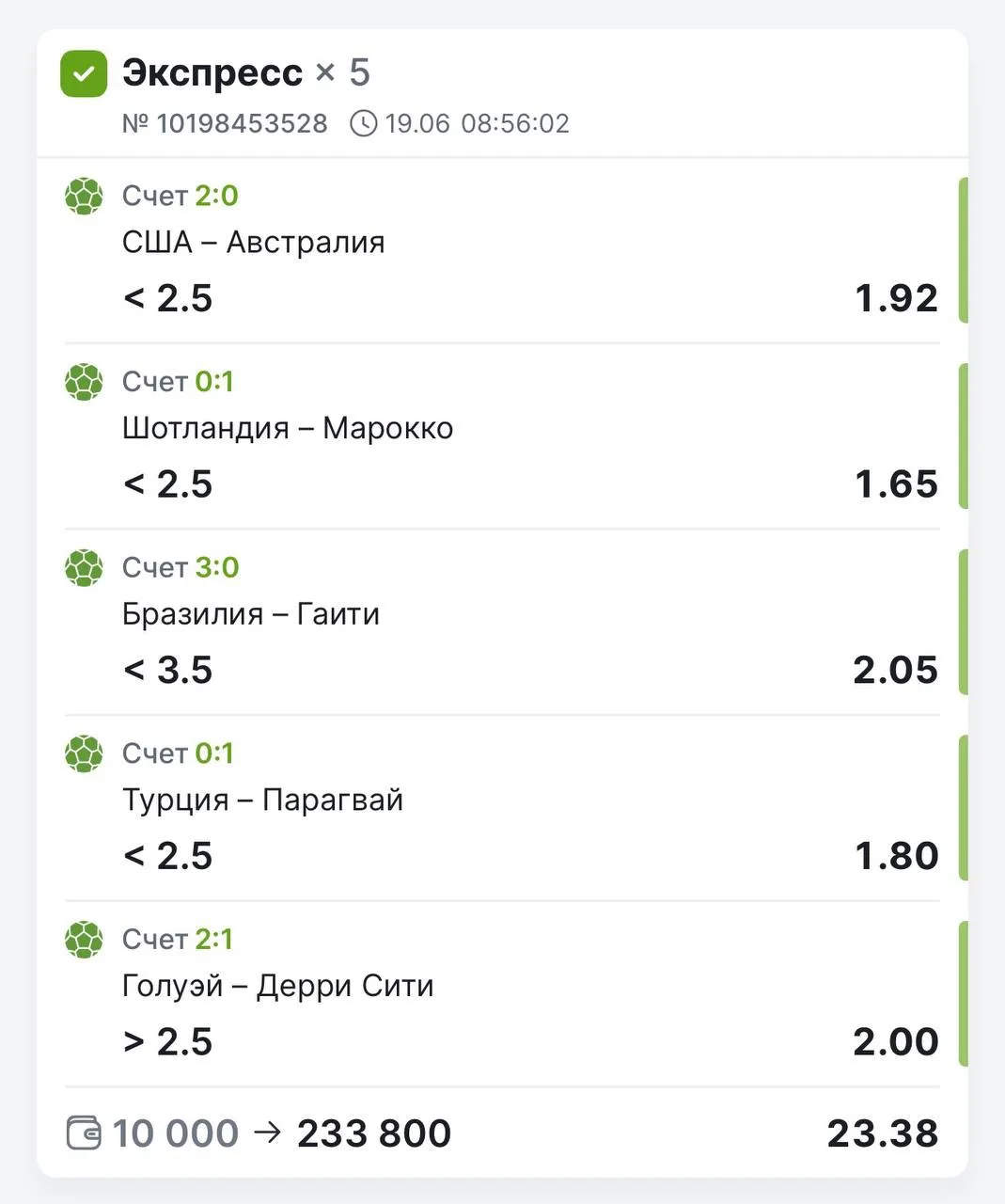 ТАК ЖЕ ЗАБРАЛИ ПОБЕДУ ПО КФ 23.38✅✅

Все очень легко
1️⃣ Пишешь мне👈

2️⃣Оплачиваешь
Получаешь гото