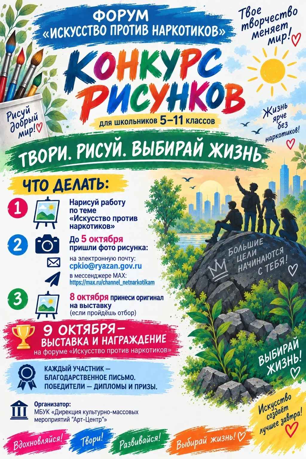 🎨 КОНКУРС РИСУНКОВ ДЛЯ ШКОЛЬНИКОВ 5–11 КЛАССОВ, успейте поучаствовать, времени харегис...