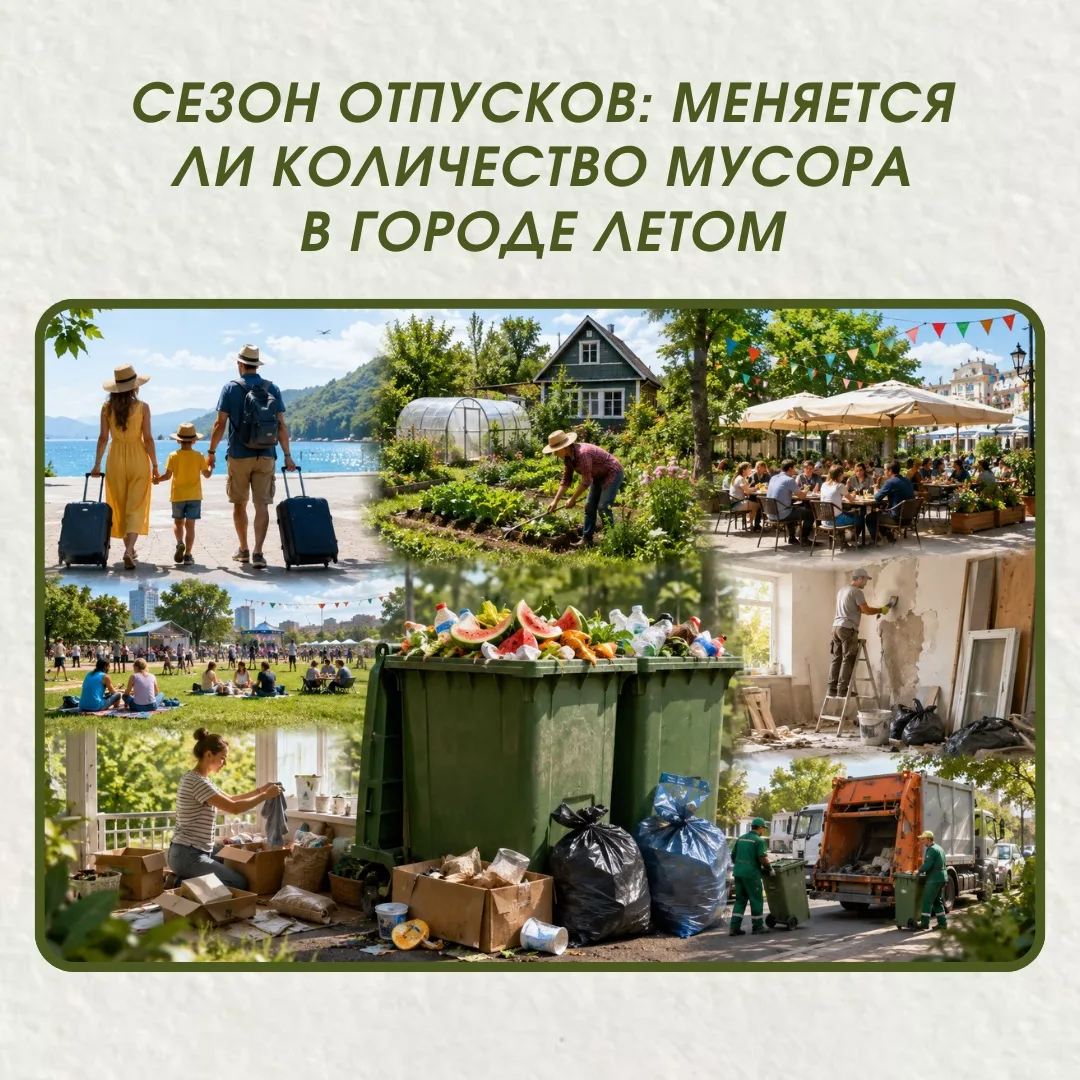 СЕЗОН ОТПУСКОВ: МЕНЯЕТСЯ
ЛИ КОЛИЧЕСТВО МУСОРА
В ГОРОДЕ ЛЕТОМ☀️

Лето — время отпусков! Кажется логич