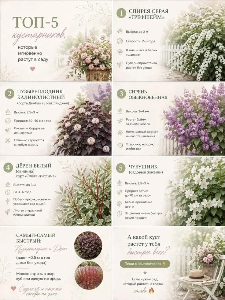 Подборка цветущих кустарников 🌿