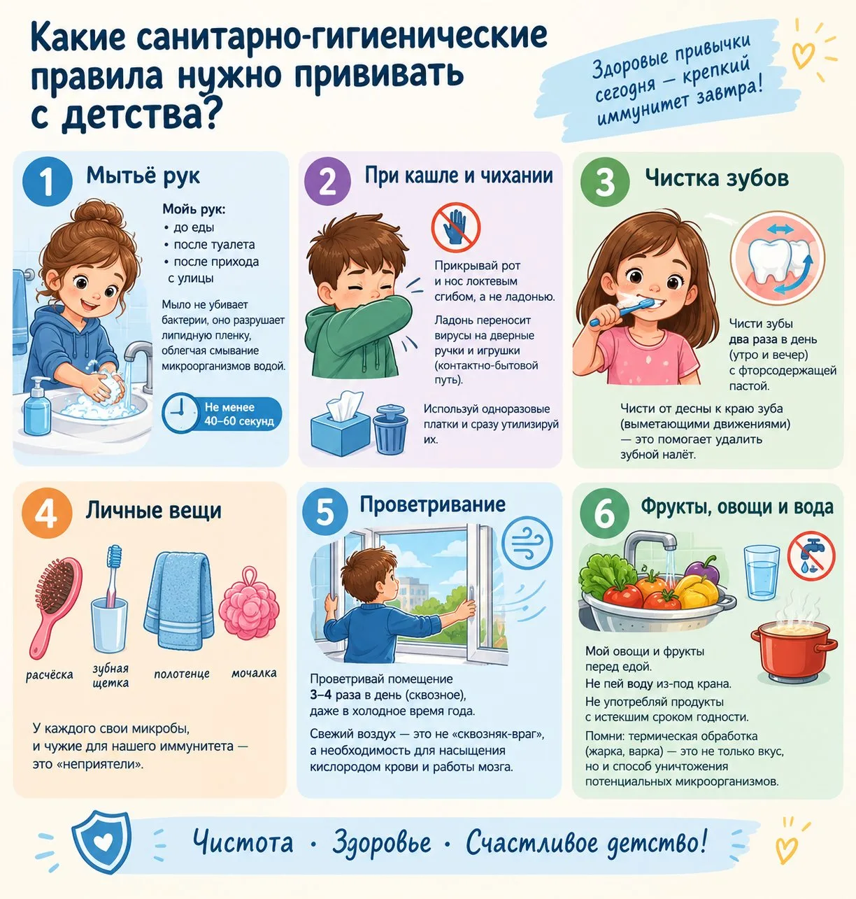 Какие санитарно-гигиенические правила нужно прививать с детства?