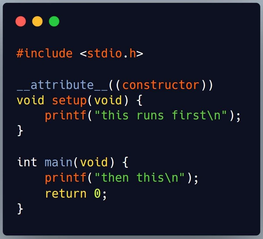 В C код может выполниться ещё до `main()`