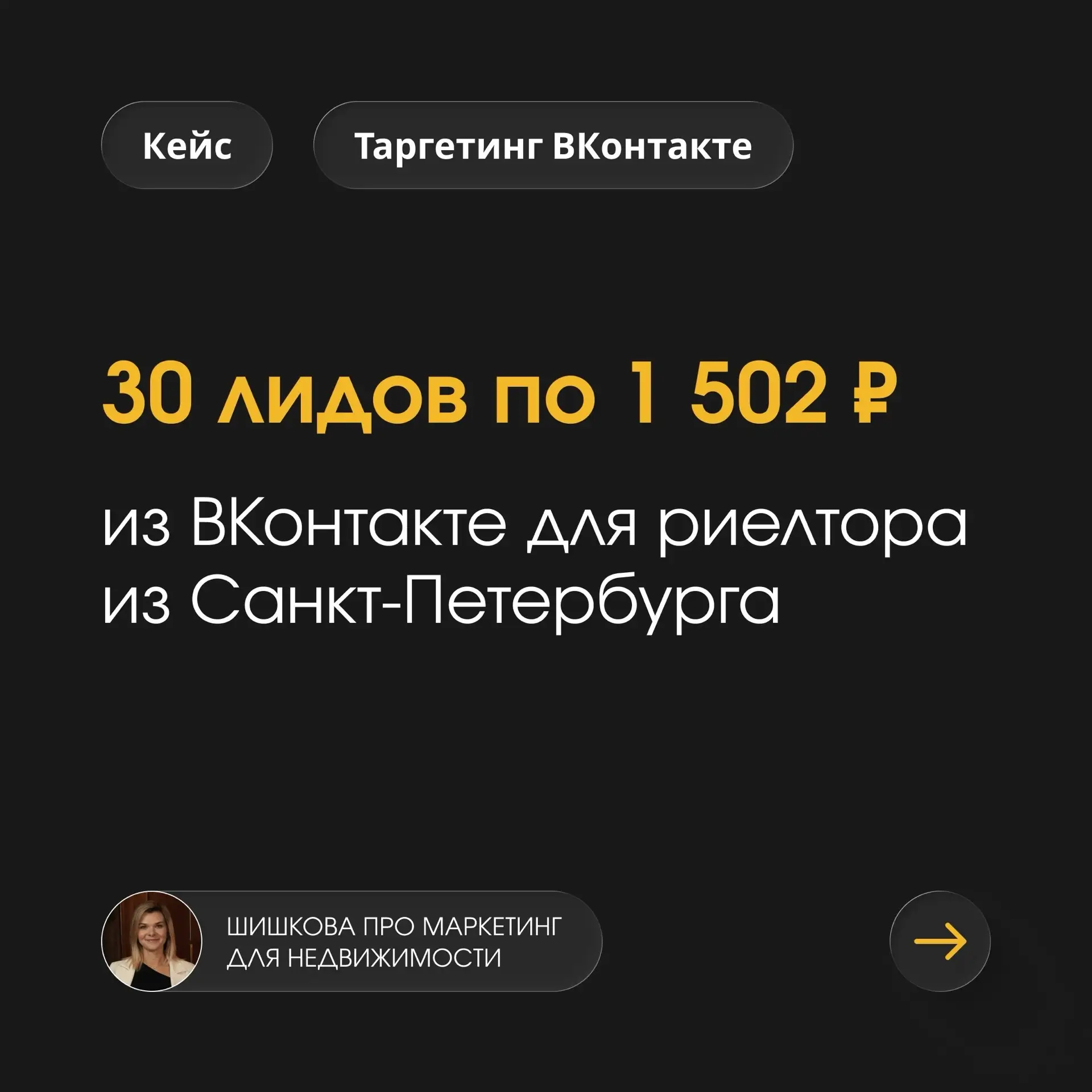 30 лидов по 1 502 ₽ из ВКонтакте для риэлтора из Санкт-Петербурга