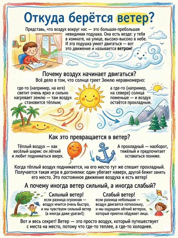 🌬️ ОТКУДА БЕРЁТСЯ ВЕТЕР? РАЗБИРАЕМСЯ ВМЕСТЕ! 🌬️

Привет, друзья! 👋 Сегодня мы раскроем секрет одн
