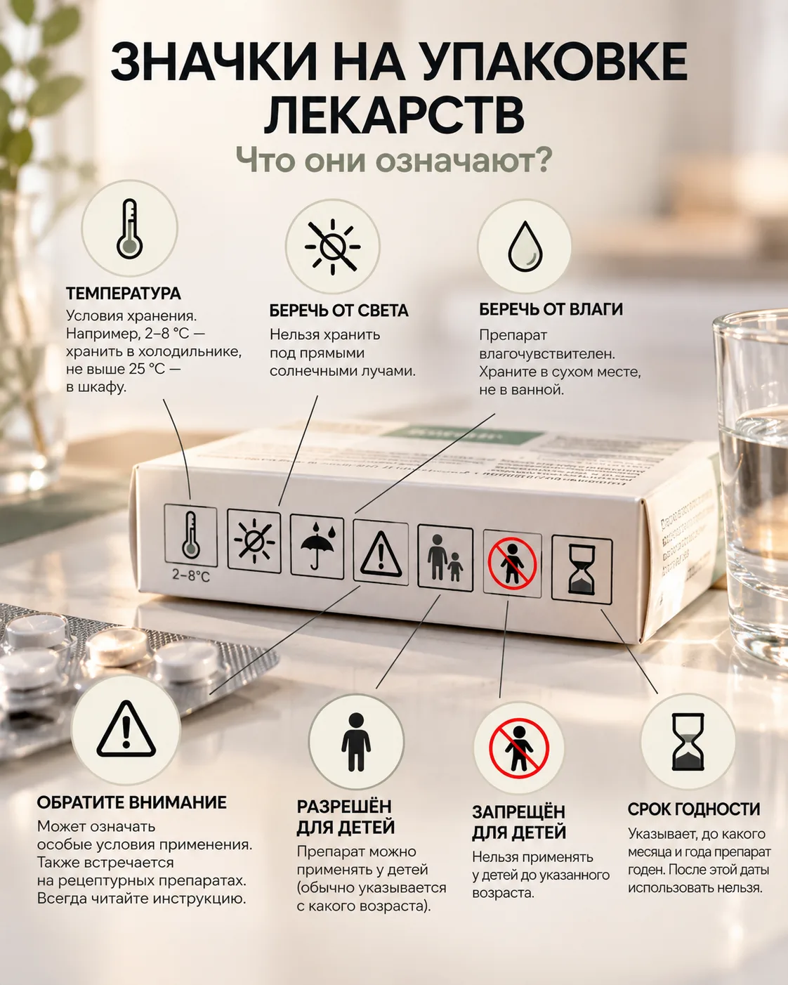 🔍 Что означают значки на упаковке лекарств?