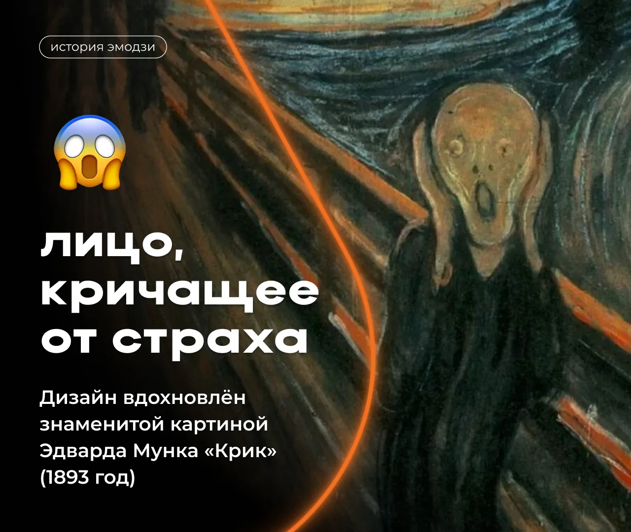 😱 Иcтория эмодзи «Крик» 

Этот значок узнает каждый, кто хоть раз удивлялся или пугался в переписке