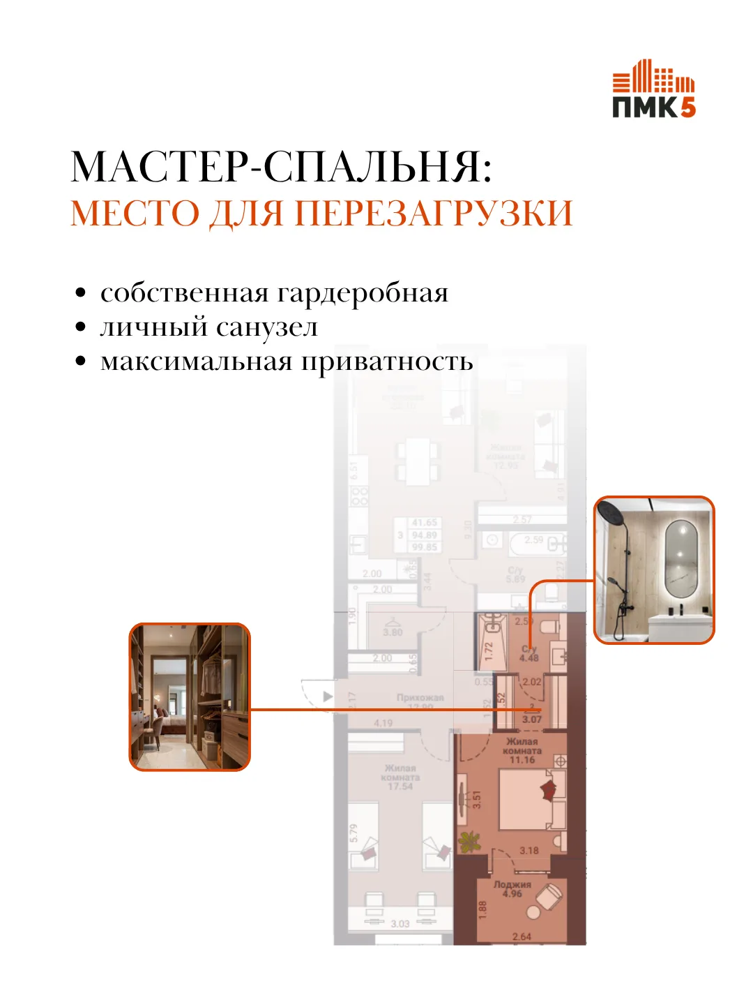 📌 Мастер-спальня: законная территория родителей

Полноценный приватный блок: 
спальня → собственная