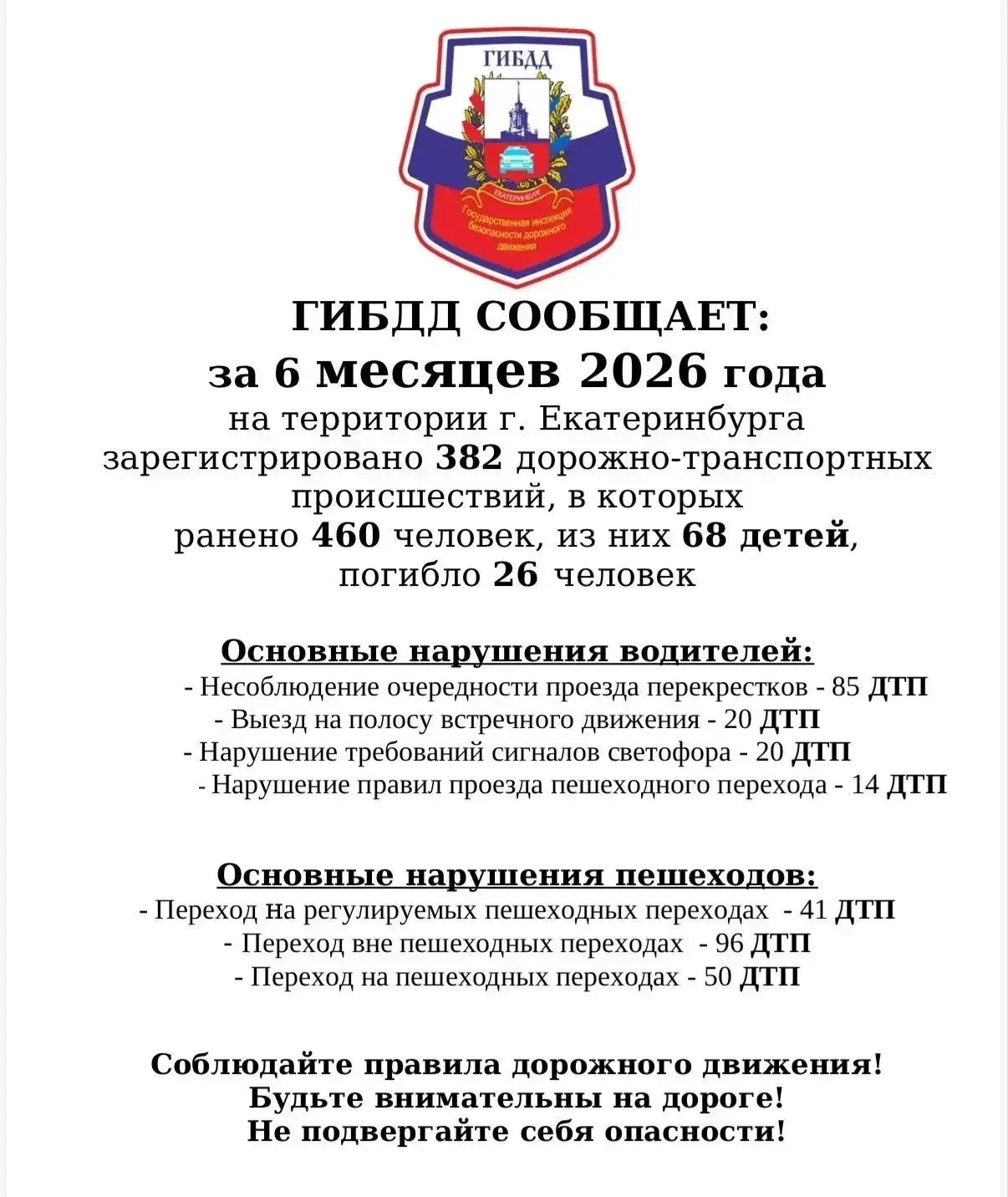 🚔ИНФОРМАЦИОННЫЙ БЮЛЛЕТЕНЬ О СОСТОЯНИИ ДЕТСКОГО ДОРОЖНОГО ТРАВМАТИЗМА на территории г. ЕКАТЕРИНБУРГА
