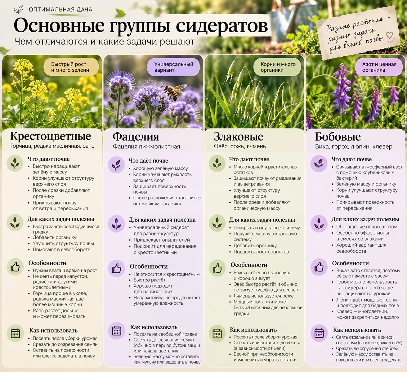 Какие бывают сидераты
