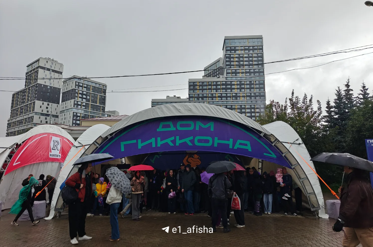 Мощный и холодный ливень начался в Екатеринбурге, разогнав толпы под шатры интерактивны...