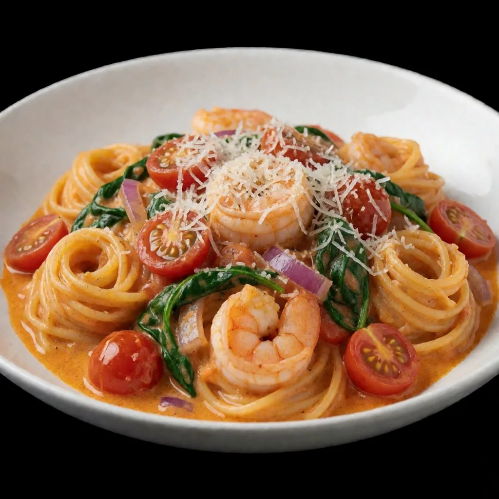 🍝 Томатно-сливочная паста с креветками