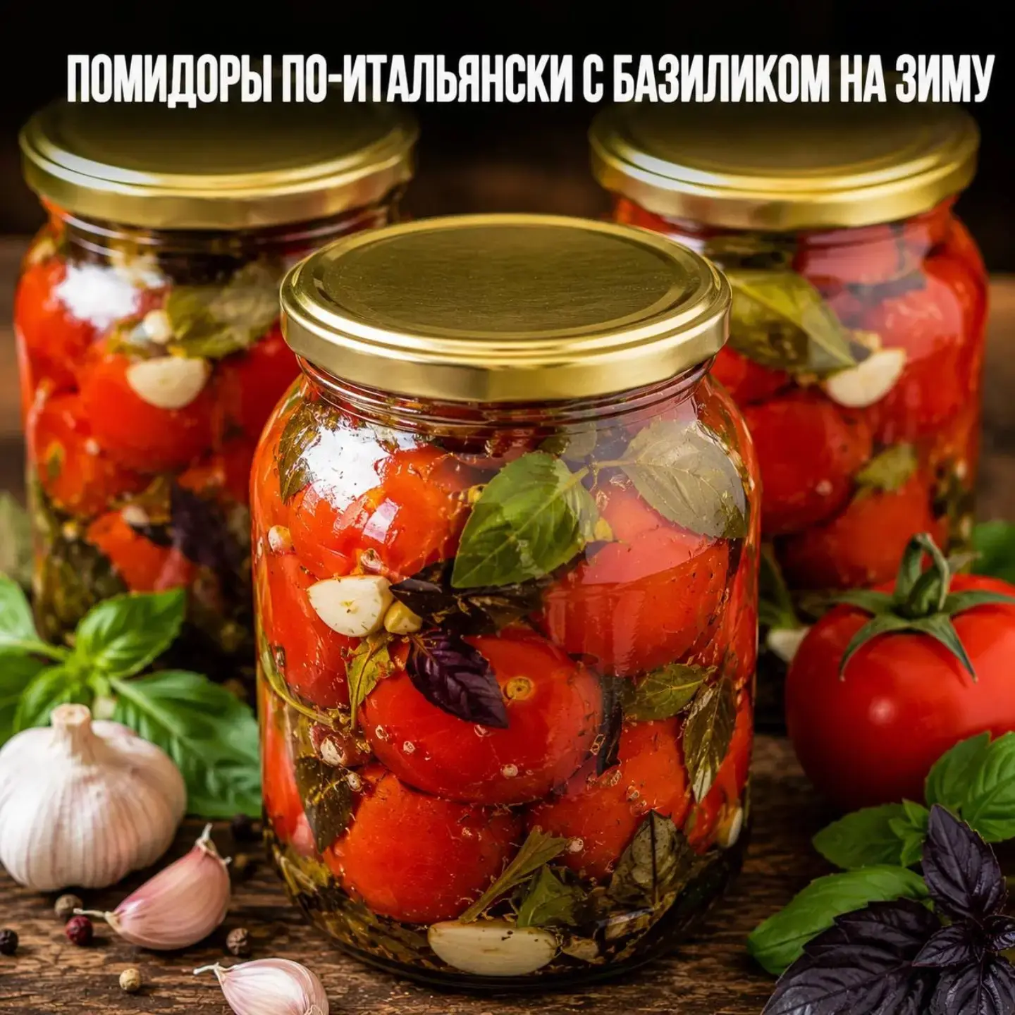 🍅 ПОМИДОРЫ ПО-ИТАЛЬЯНСКИ С БАЗИЛИКОМ НА ЗИМУ

Ароматные томаты в пряном маринаде с чесноком, базили