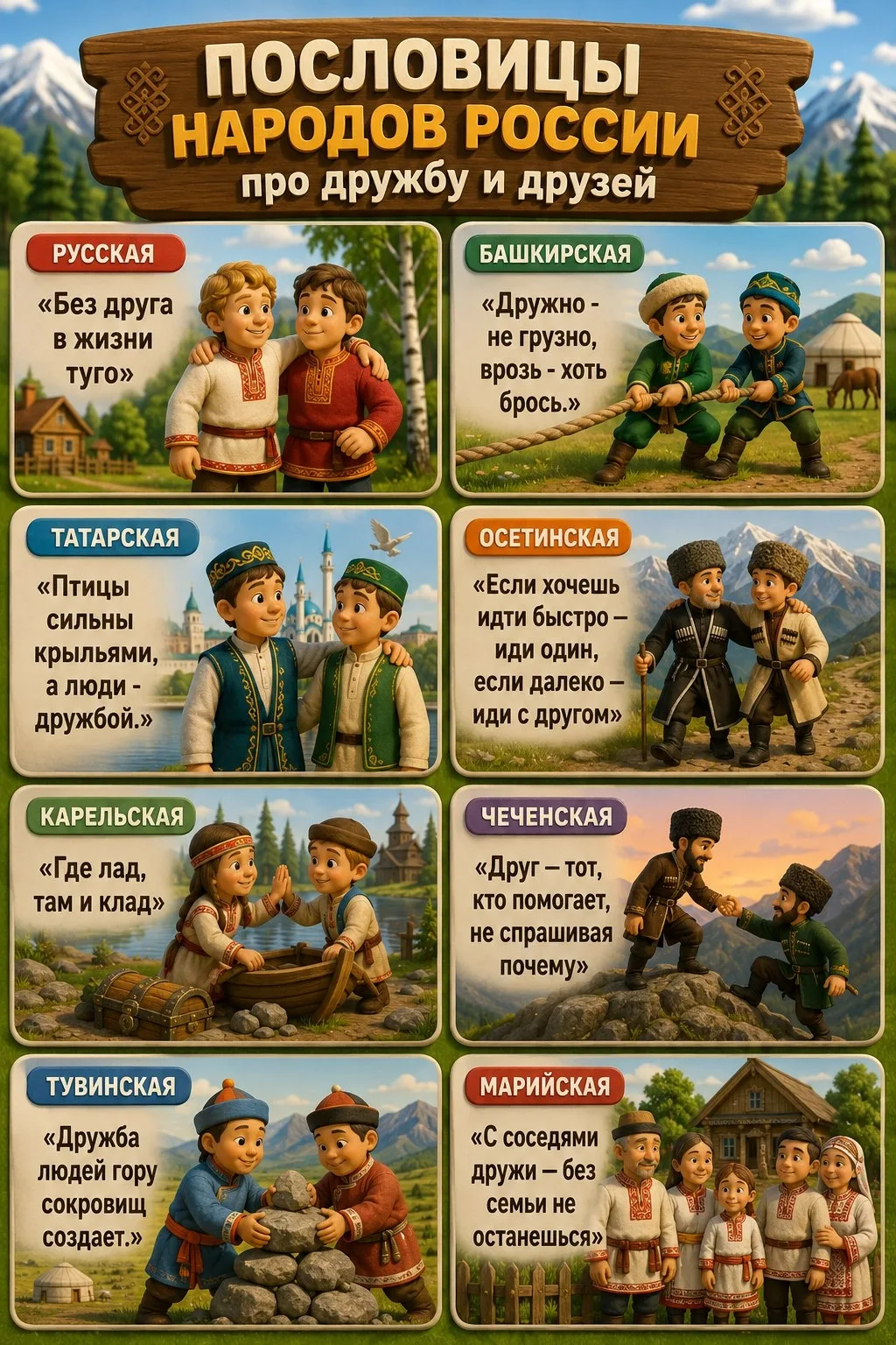 ✨️Эта неделя — праздник дружбы и единства: вспоминаем пословицы о дружбе с детьми✨️