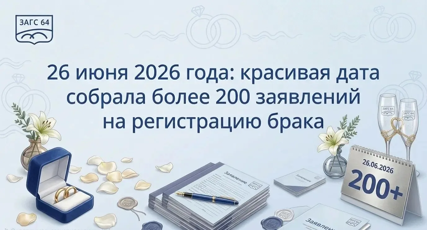 26.06.2026: красивая дата собрала более 200 пар в ЗАГСах Саратовской области