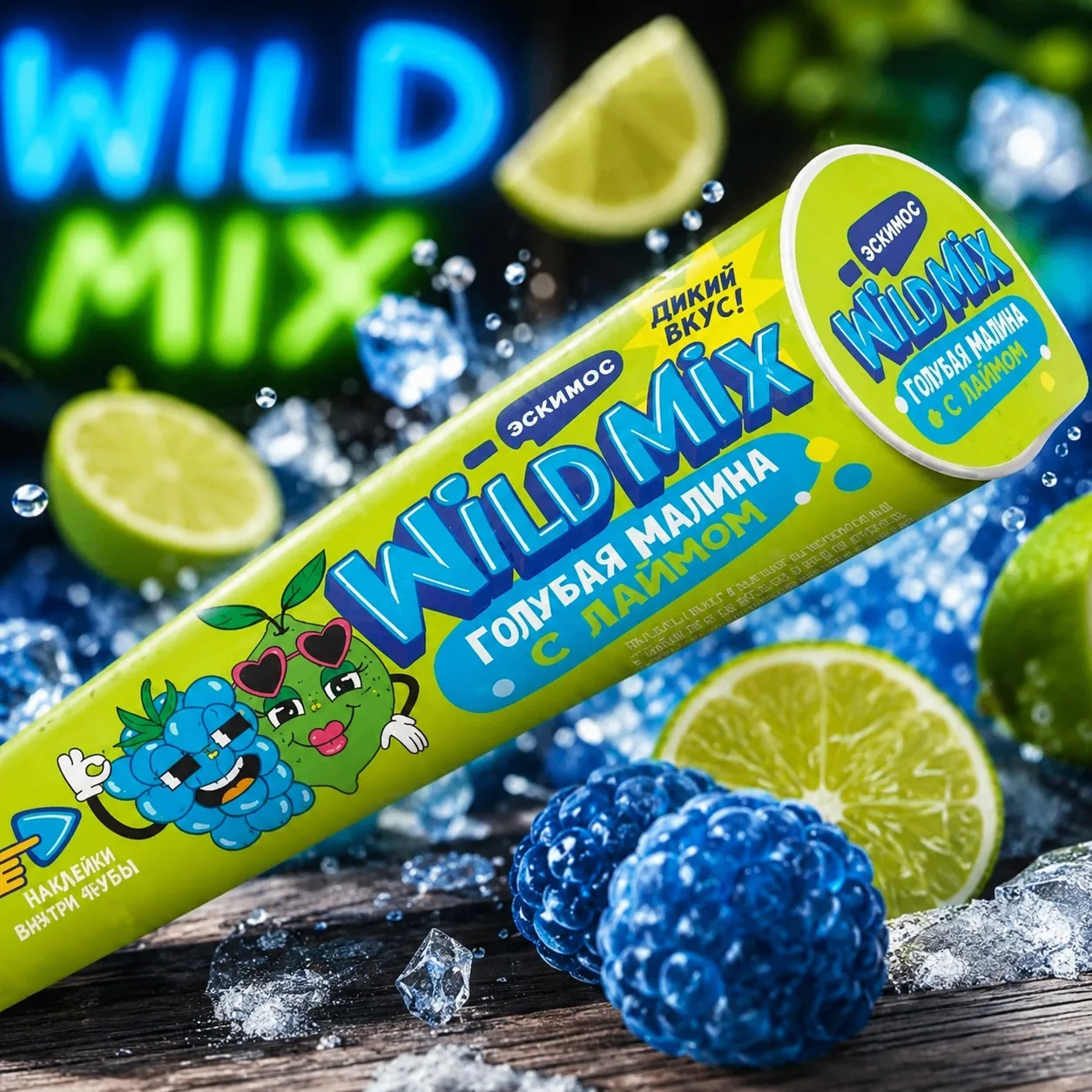 🍦 Сорбет-эскимо Wild Mix "Голубая Малина и Лайм"