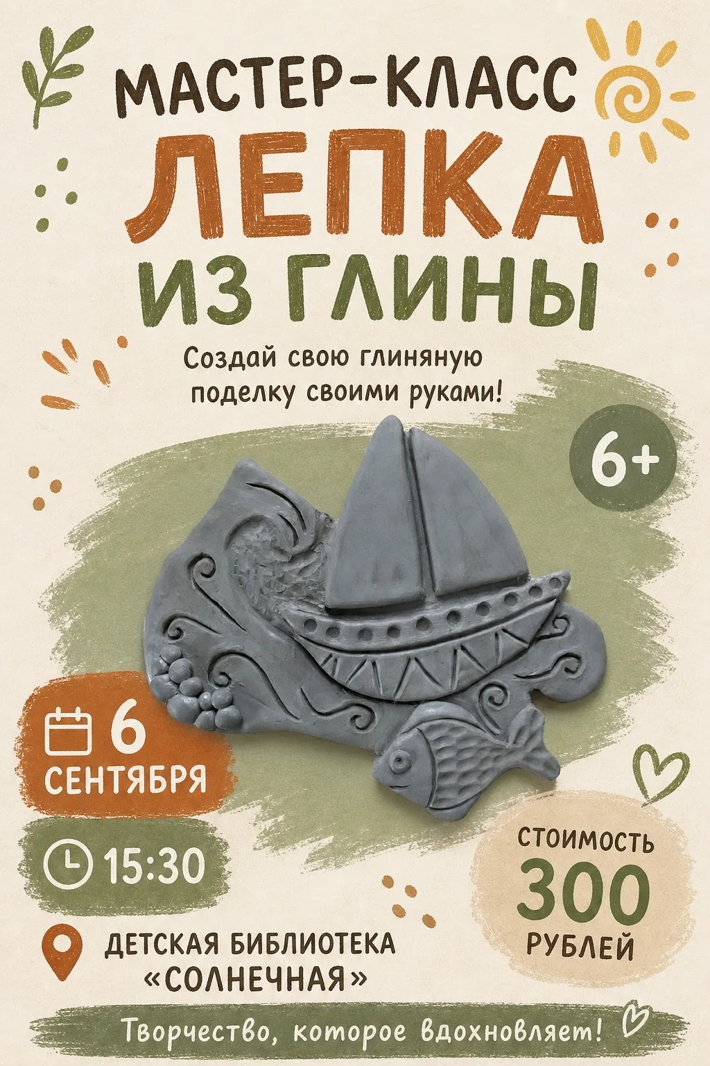 Приглашаем детей на творческий мастер-класс в библиотеке «Солнечная»