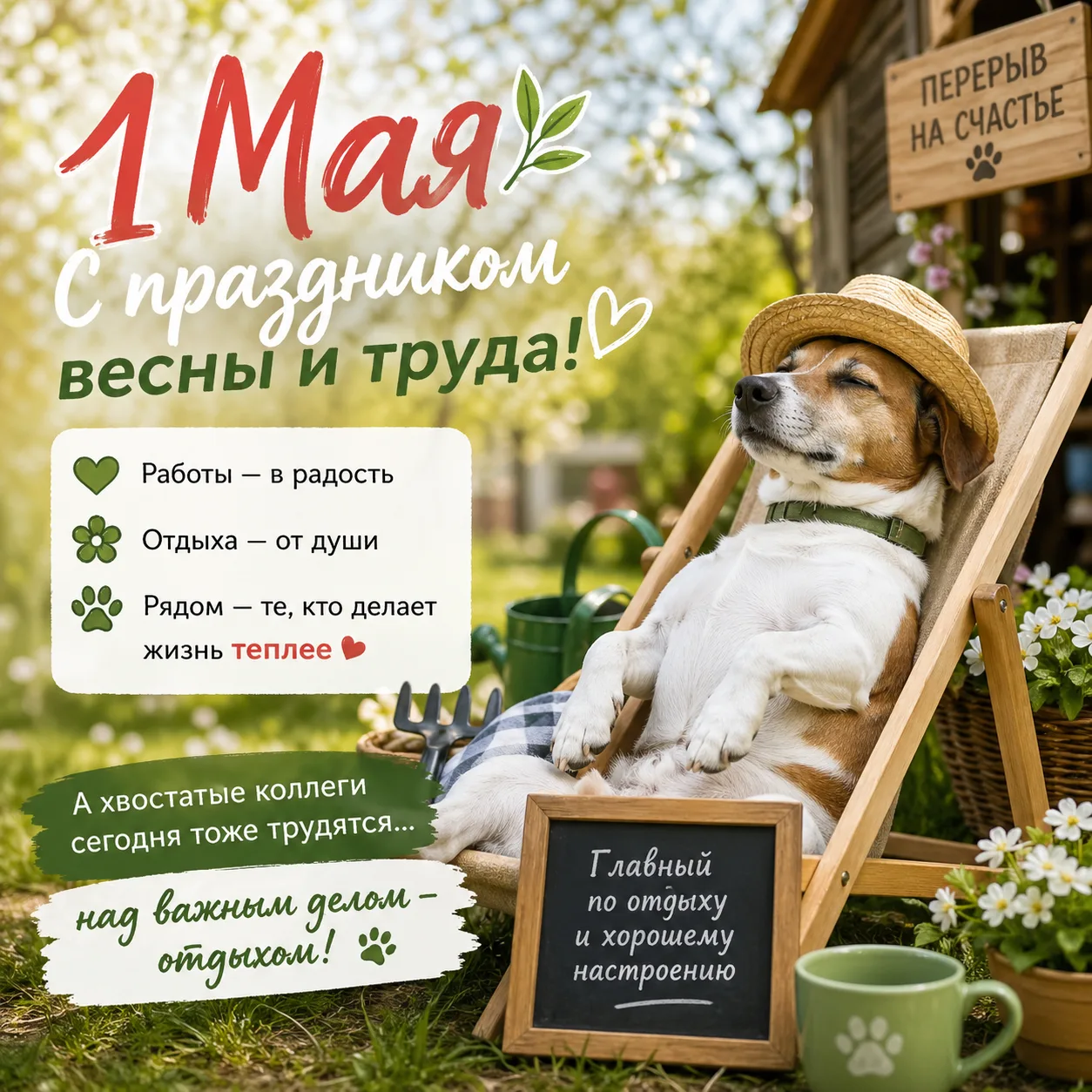 🌿 1 мая — праздник труда… и хвостатых помощников! 🐾