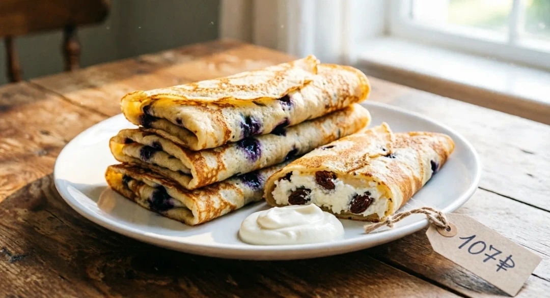 🥞 ДОМАШНИЕ БЛИНЫ С ТВОРОГОМ И ИЗЮМОМ — 107₽/порция