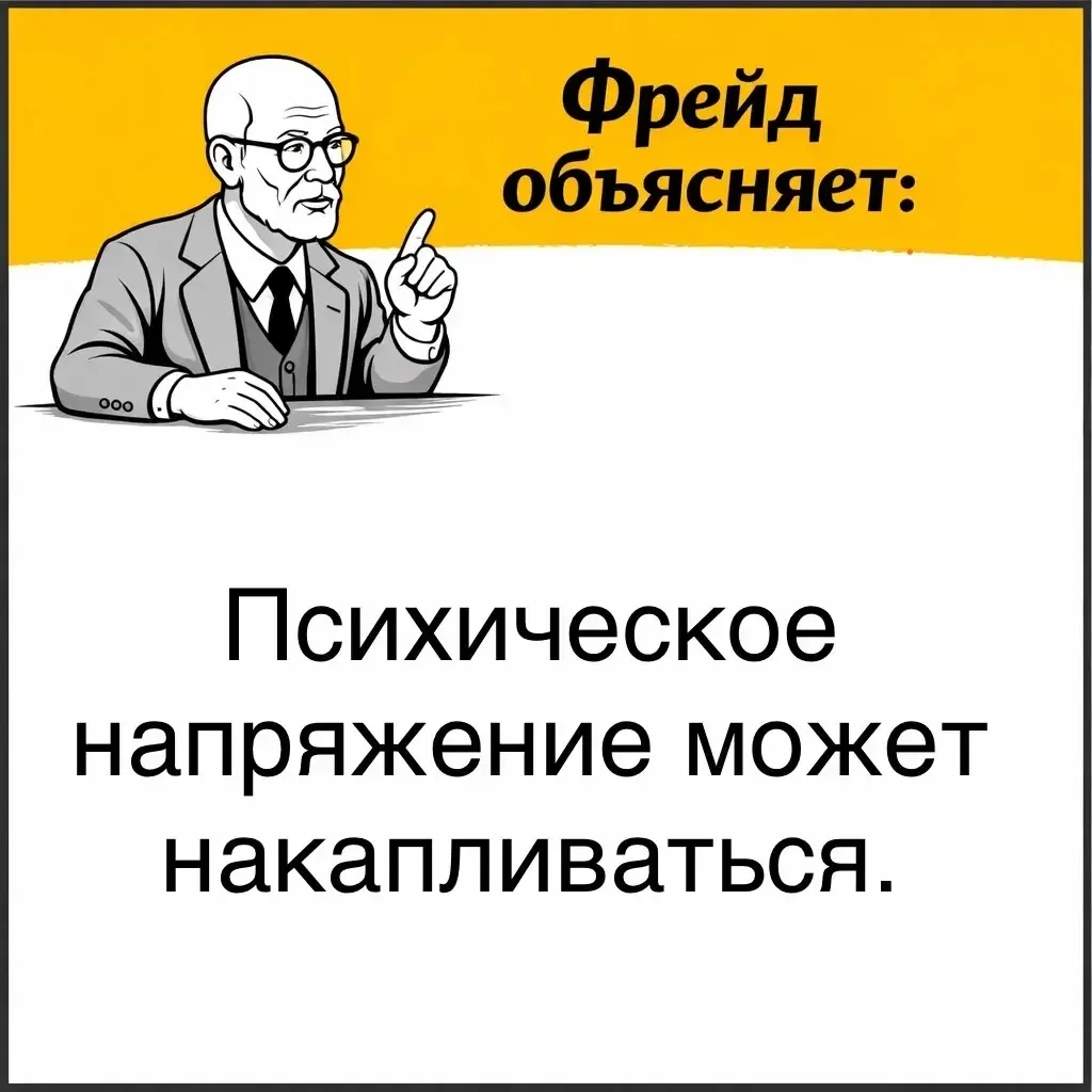 Фрейд считал, что внутреннее напряжение не всегда находит выход сразу. Если конфликт, ж...
